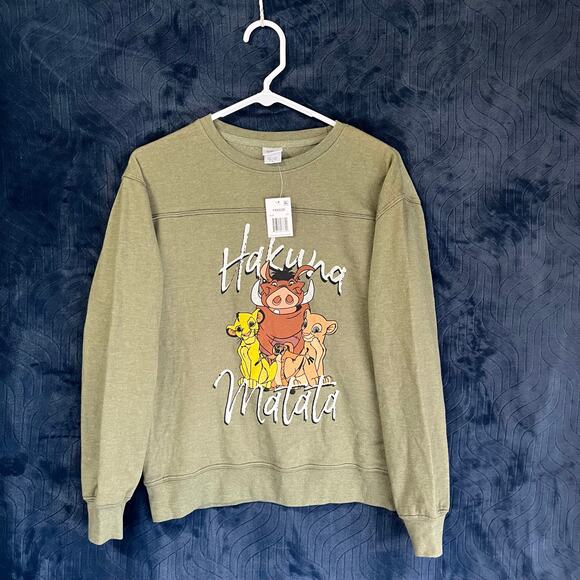 DISNEY Lion King Hakuna Matata Center Design Green Long Sleeve Shirt Woman Small - Picture 1 of 7